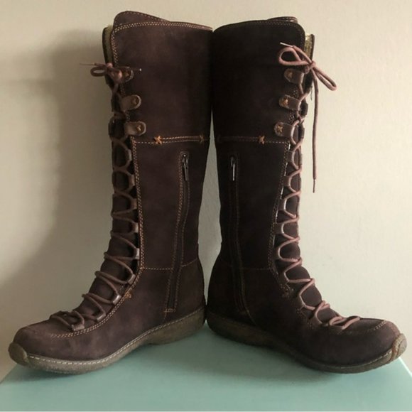 TIMBERLAND Moorland Hollace Suede Knee High Lace Up Boots - Picture 2 of 5